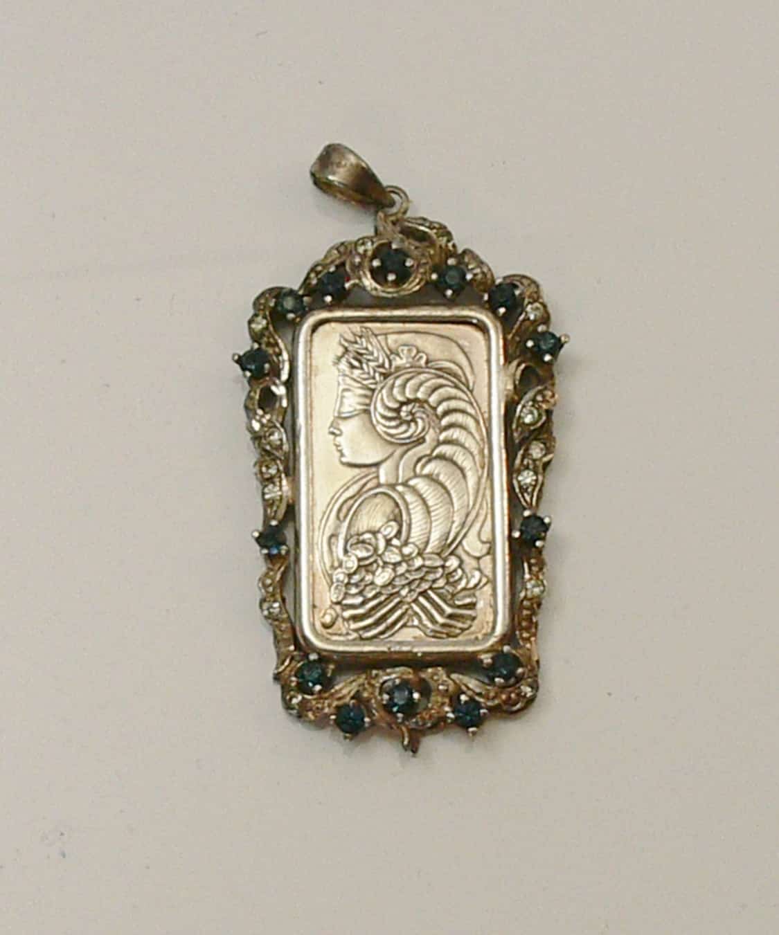 PAMP 999.0 Fine Silver Ingot In Sterling Pendant